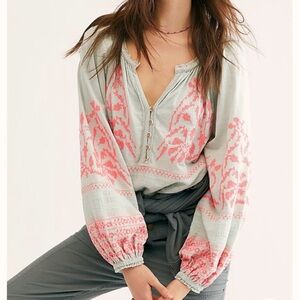 Free People Pink and Mint Blouse